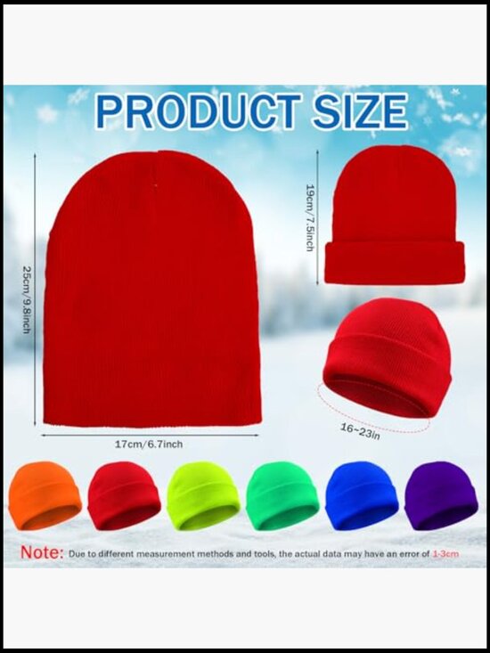48 Pack Knit Beanies Hats Winter Warm Knitted Cuffed Skull Cap Unisex Acrylic